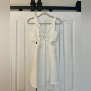 Lush White Ring-Cut Mini Dress